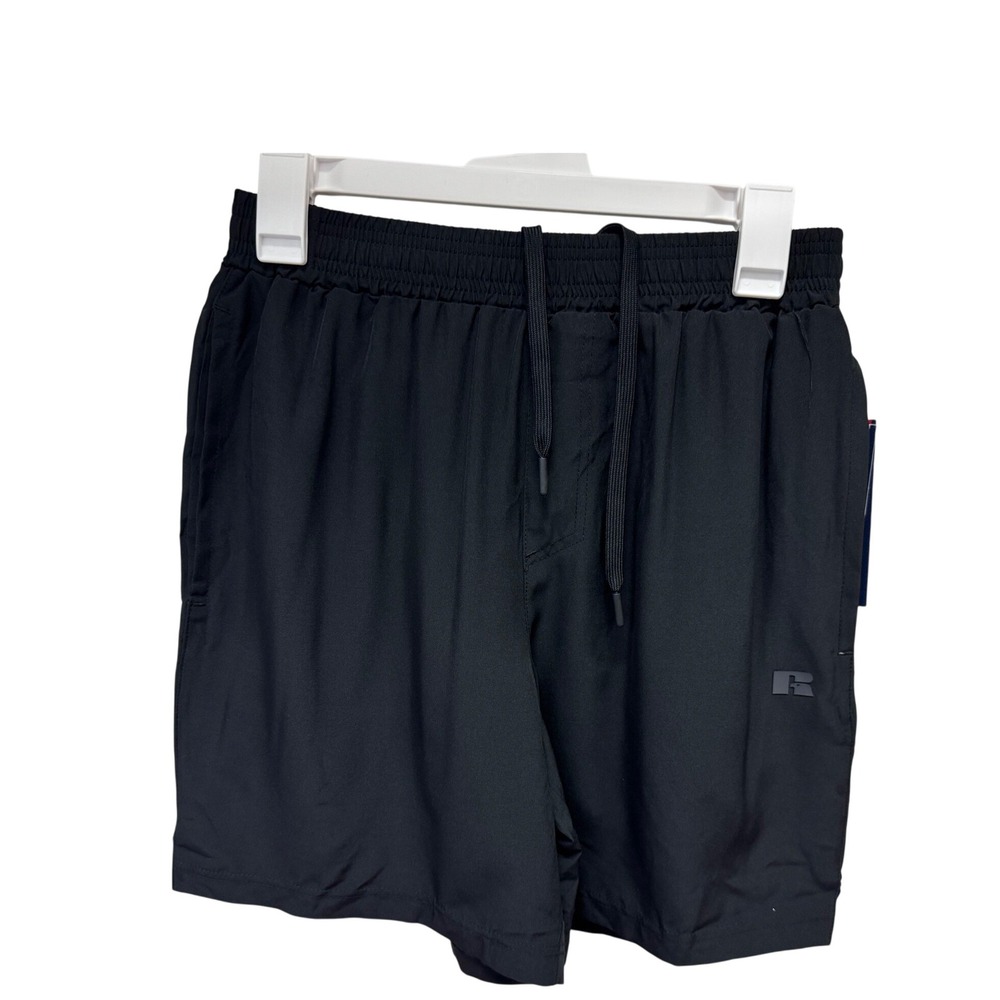 Russell Athletic Mens 7 Inch Inseam Shorts Black Comfort Fit Stretch Medium